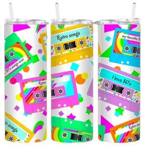 Colorful Cassette Tape Metal Insulated Tumbler